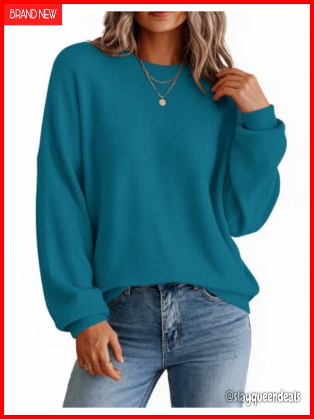 Oversized Crewneck Knit Sweater Women Long Sleeve Pullover Casual Fall